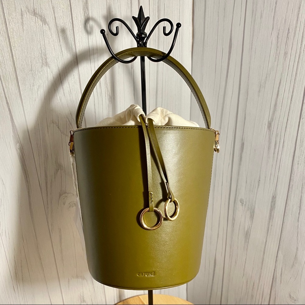 Cafune Green Leather Bucket Shoulder Hand Bag M